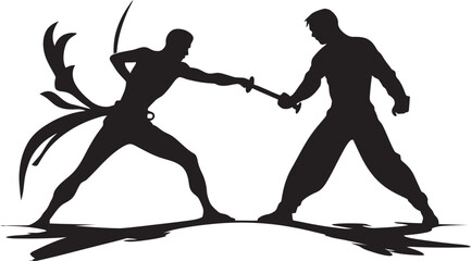 Conflict Resolution Men Fighting in Black Warrior Challenge Black Dual Combat Icon