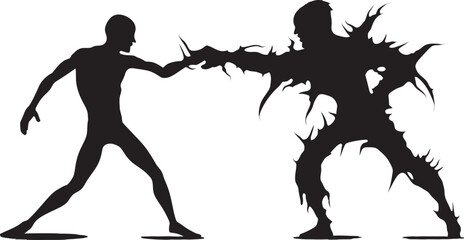 Fighters Confrontation Black Duel Emblem Struggle Intensity Two Men in Black Icon