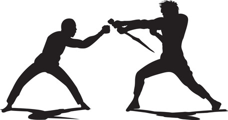 Conflict Resolution Men Fighting in Black Warrior Challenge Black Dual Combat Icon