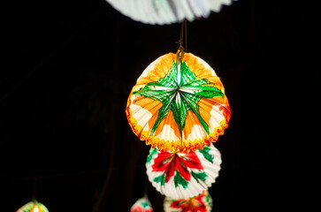 decoracion, navidad, farol de papel, 