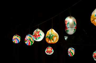 decoracion, navidad, farol de papel, 