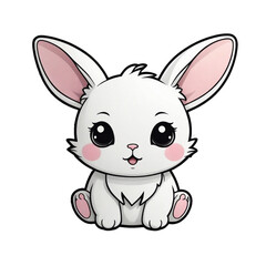 Obraz na płótnie Canvas white rabbit kawaii sticker graphics