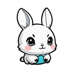Fototapeta na wymiar white rabbit kawaii sticker graphics