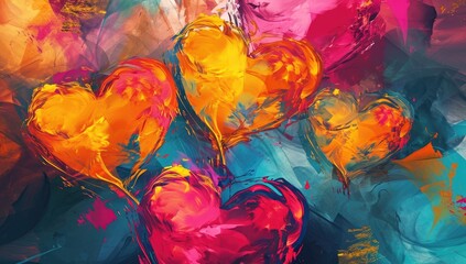 abstract colorful hearts wallpaper Generative AI
