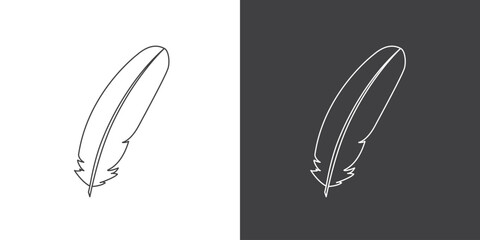 Simple Bird feather icon vector element symbol or logo elements in thin outline.