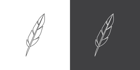 Feather of different vector icon. Feather element symbol or logo elements in thin outline.