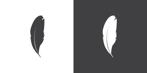 Obraz premium Bird feathers of different shapes, Vector feather illustration on black and white background.