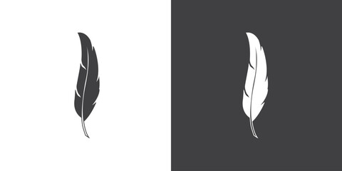 Simple flat of feather icon, Vector feather illustration on black and white background.