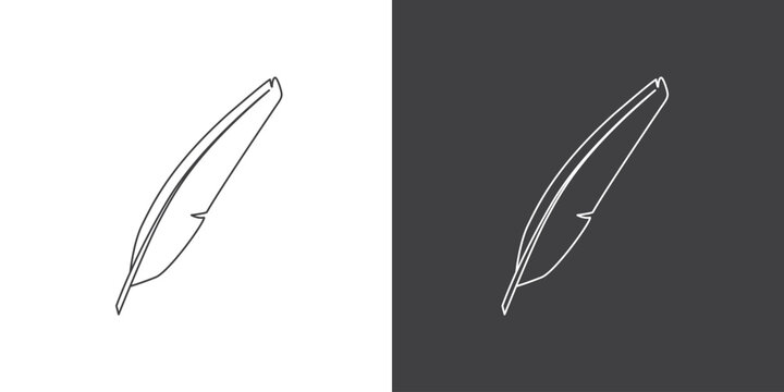 Simple vector of Feater icon line, Bird feathers of different shapes, black outline feathers.