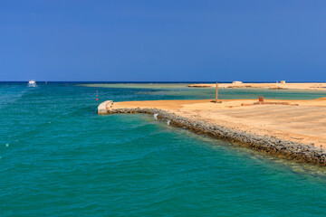 Beautiful scenery of the Red Sea coast at Port Ghalib in Egypt, Africa.