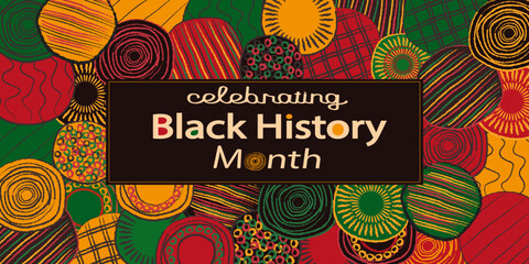 Black History Month holiday abstract original pattern banner, wallpaper, web card . Art design cover celebration print with African continent flag colors.