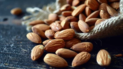 Foto op Aluminium Healthy almonds organic seeds closeup, natural snack © AdamantiumStock