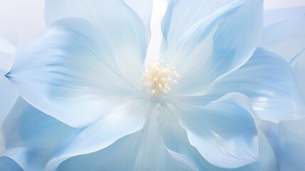 A close up of a blue flower on a white background