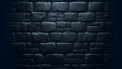Texture of a black painted brick wall as a background or wallpaper - obrazy, fototapety, plakaty