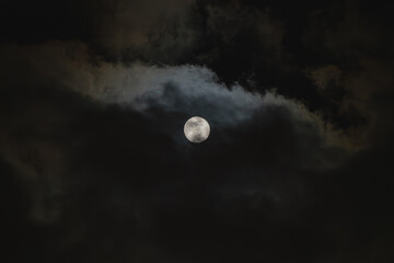 full moon over sky with clouds