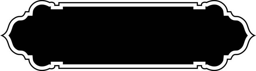 Obraz premium Islamic Label and Name Frame Glyph with outline Black Filled silhouettes Design pictogram symbol visual illustration
