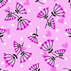 Fototapeta na wymiar Valentines hearts seamless flower pattern for wrapping paper and fabrics and linens and kids clothes print