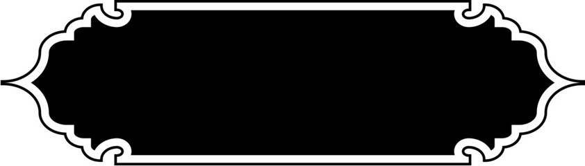Islamic Label and Name Frame Glyph with outline Black Filled silhouettes Design pictogram symbol visual illustration