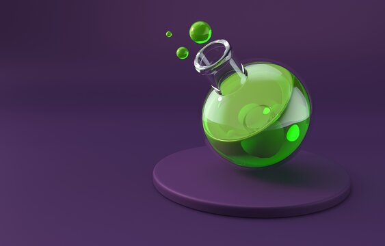Isolated Chemical Flask. 3D Illustration