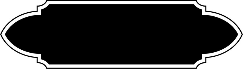 Islamic Label and Name Frame Glyph with outline Black Filled silhouettes Design pictogram symbol visual illustration