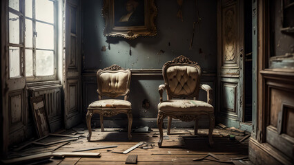 interior of the old abandoned house