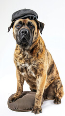 Naklejka premium Dog with Head Sherlock Holes Mastiff