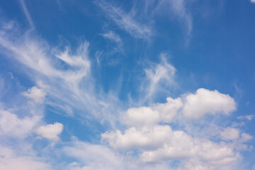 Obraz premium Blue sky with white clouds. Sky background.