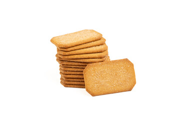 Stack of crackers isolated on a white background