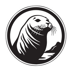 Seal in cartoon, doodle style. Isolated 2d vector illustration in logo, icon, sketch style, Eps 10, black and white. AI Generative