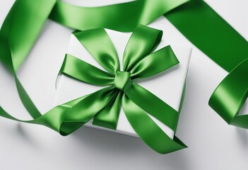 Green gift ribbon with bow tie Christmas Birthday or Valentines Day wallpaper