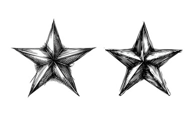 Geometric Brilliance: Star Shape Ink Sketch