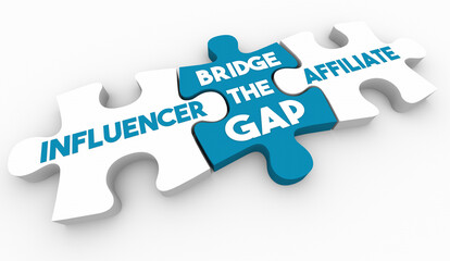 Influencer Affiliate Bridge the Gap Puzzle Pieces Earn Income Promote Products Commissions 3d...