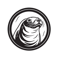 Seal in cartoon, doodle style. Isolated 2d vector illustration in logo, icon, sketch style, Eps 10, black and white. AI Generative