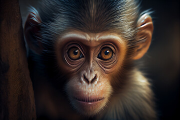 close up of a baby monkey