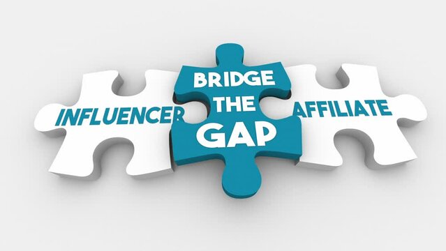 Influencer Affiliate Bridge the Gap Puzzle Pieces Earn Income Promote Products Commissions 3d Animation