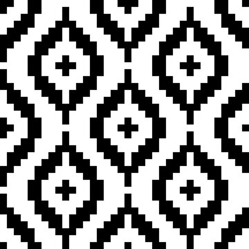 Shweshwe african seamless pattern. Repeating abstract shwe black isolation on white background. Repeated geometric for design prints. Sotho rhombus repeat patern. Geo line fabric. Vector illustration
