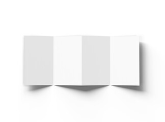 Blank 4-panel accordion fold brochure render on transparent background