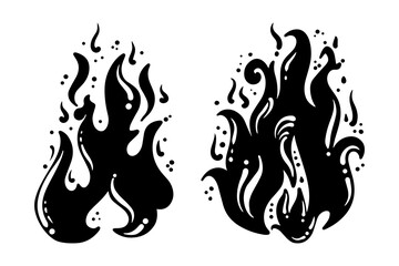 Fire vector, flame icon. Black icon isolated on white background.