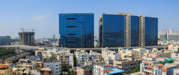 Tall buildings in Hyderabad, is the fourth most populous city and sixth most populous urban agglomeration in India and major Information technology hub in India. - obrazy, fototapety, plakaty