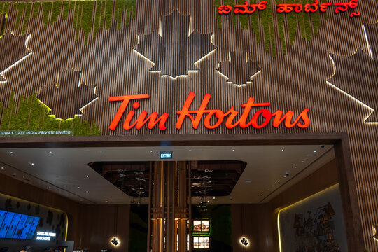 Canadian fast food chain, Tim Hortons at newly established Terminal 2 building in Kempegowda International airport, Bengaluru.