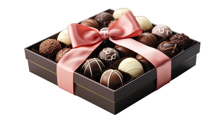 box of chocolate gift with ribbon isolated