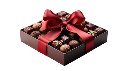 box of chocolate gift with ribbon isolated