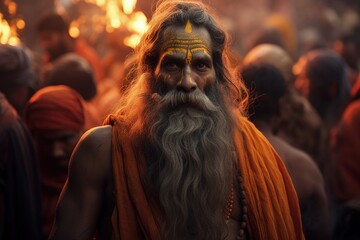 Obraz premium Hinduism: Ancient, diverse belief system with karma, dharma, and many deities; central to Indian culture. The Philosophical Foundations and Spiritual Exploration. Path to Moksha.