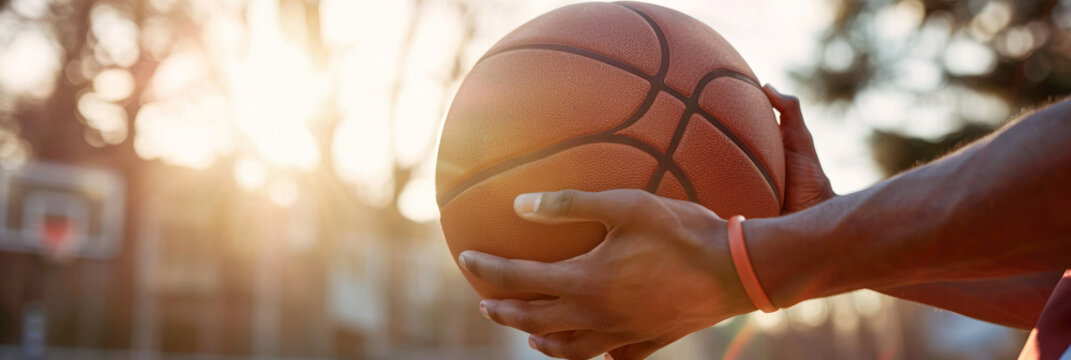 African American Unrecognizable Man Hands Holding A Basket Ball