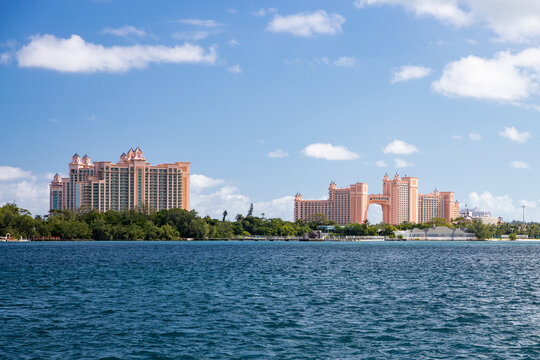 NASSAU, BAHAMAS - OCTOBER 13, 2019: Atlantis is a vacation resort for people to stay, eat, drink, and have fun at in the beautiful Caribbean.