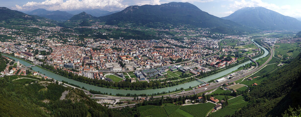Aerial view, of Trento city, Trentino Alto Adige, Italy