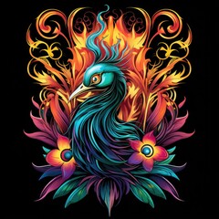 Obraz premium Beautiful peacock. Bbird with ornamental feathers, character of nature with decorative elegant plumage