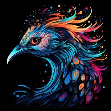 Beautiful peacock. Bbird with ornamental feathers, character of nature with decorative elegant plumage