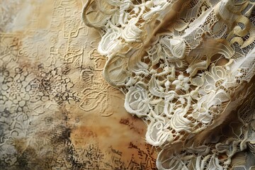 Vintage Lace Fabric Swatches. Antique Texture Background Wallpaper