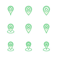 Address icon set. home location icon vector